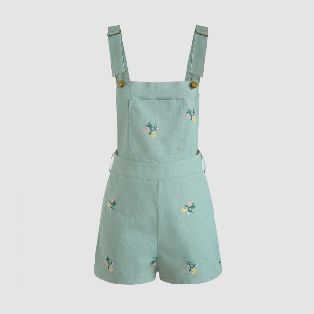 NWT XL Cider Floral Embroidery Pocket Romper